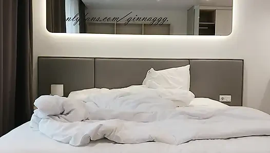 Panties Fetish Feminine Natural Brunette Flashes Hairy Pussy While Trying on Panties MILF Ginnagg