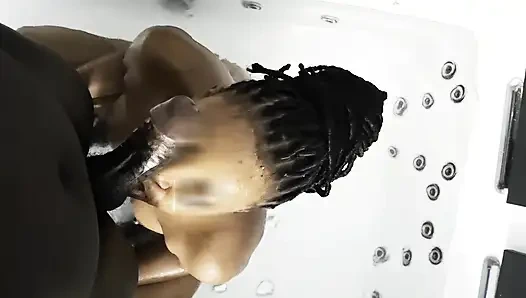 Real Stepmom Hooked on BBC. Wild Jacuzzi Riding and Double Load (2 Rounds)