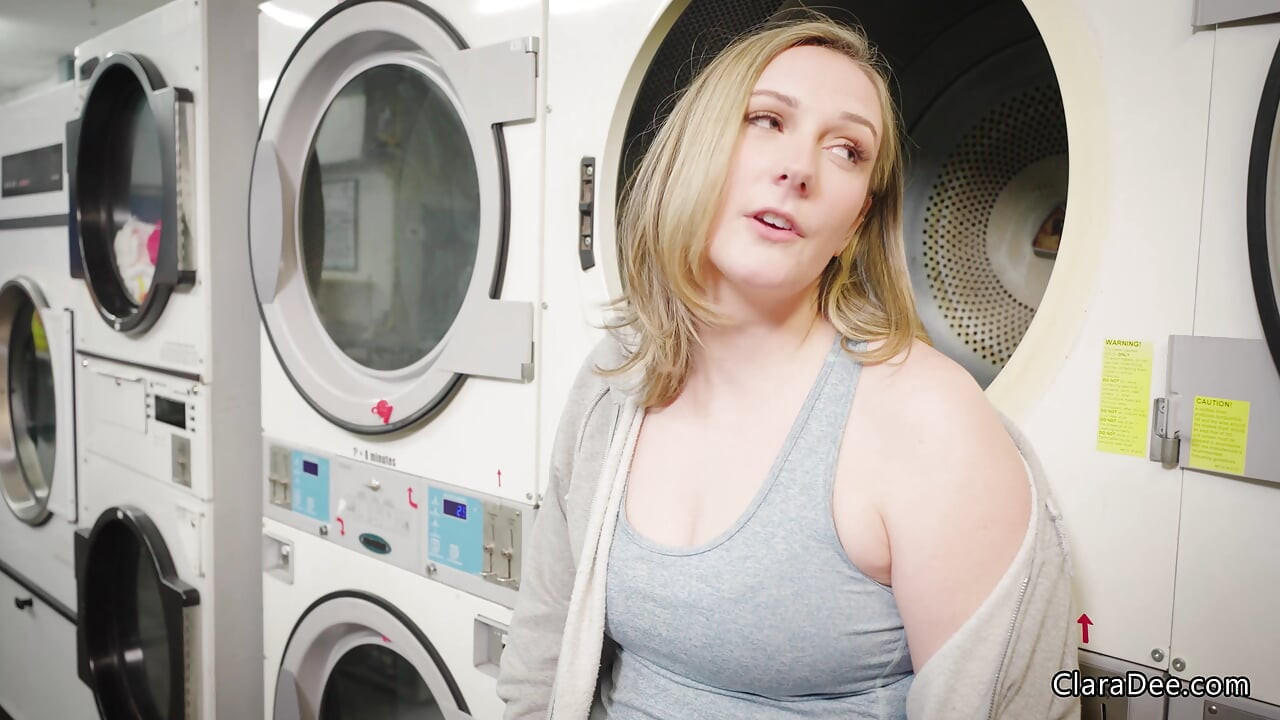 Risky Laundromat Creampie - Clara Dee POV Titjob and Cowgirl