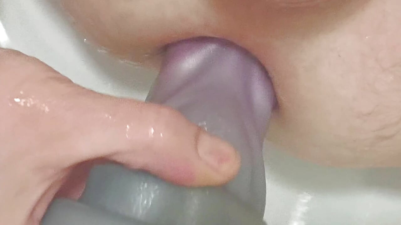 A new toy of large size. Long and tight insertion of the monster until full entry. Deep anal and pleasant sensations from the process.
