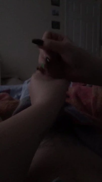 Long nails double hand handjob by girlfriend