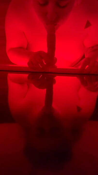 BBW MILF Deepthroats Dildo Messy POV