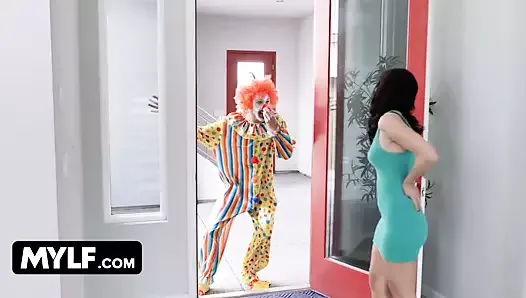 Mylf - Beautiful Milf Pissed Off By Clown She Hired For Being Late & Rides His Cock