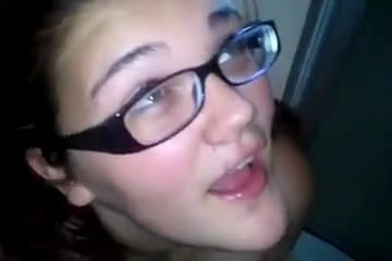 White girl glasses  BJ and great facial from huge black