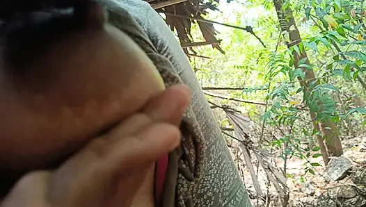 Cute neck licking outdoor romance