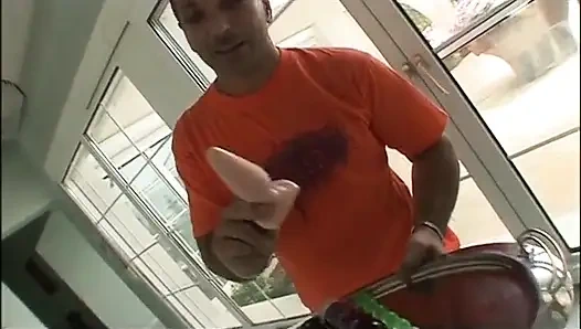 Hot young chick in fishnet stockings gets her ass drilled by cock and butt plug