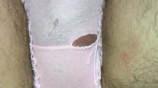 Wet pink cotton panties for panty hubby