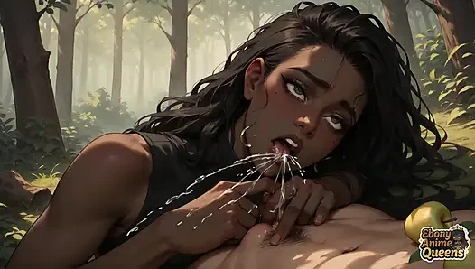 Лесное оральное блаженство с всплеском спермы - черное XXX порно!