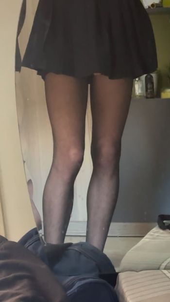 Schoolgirl with a surprise under her skirt