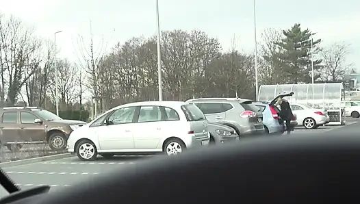 Blonde MILF sucks good cock in the car