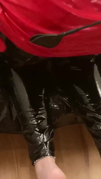 Emotional moment from "Cum on Shiny Black Vinyl Pants"