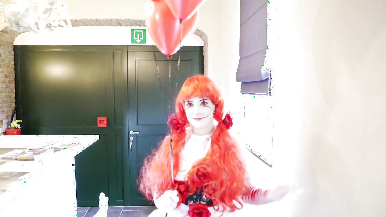 Halloween-clown nur gut für eine sache, große ladungen schlucken