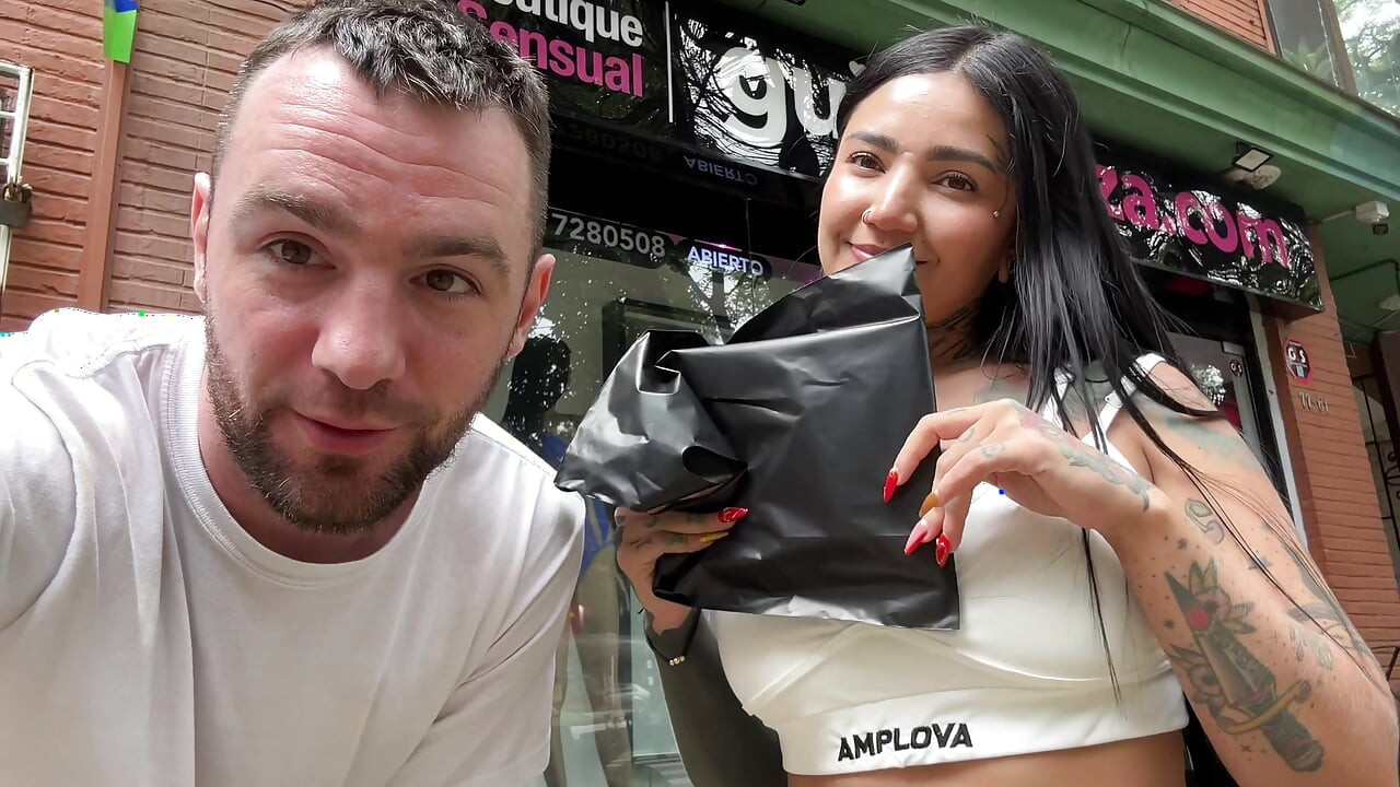 Trip to The Sex Shop with Beautiful Big Natural Ass Tatted Latina and Bareback Sex