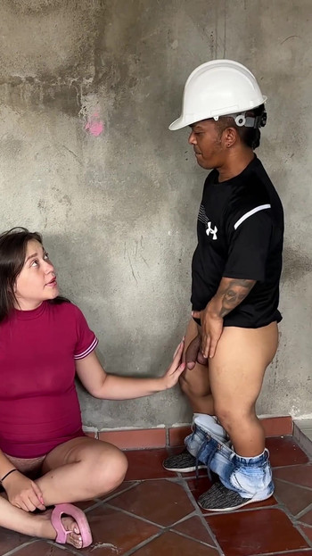 Captivating moment from "Little engineer fucks a pregnant girl in exchange for giving an inspection of her house and ends"