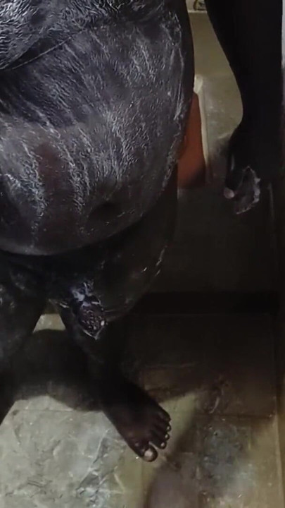 Powerful moment from "shower bathing and handjob cum"