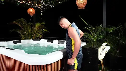 I End up Fucking the Technician Who Has a Hard Cock After Seeing Beautiful Latina Masturbating in the Jacuzzi