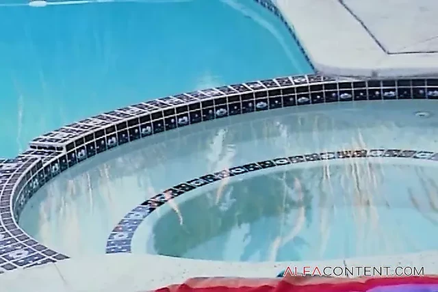 Beautiful blonde girl fucked by the pool