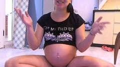 9 month pregnant Chriss smoking and fucking with dildo