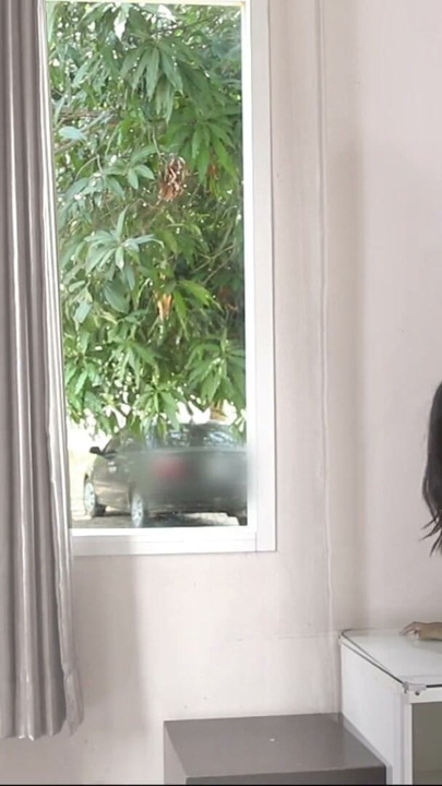 Asian couple outdoor public fuck while open door & windows to show motel guest & maid | Clip 1