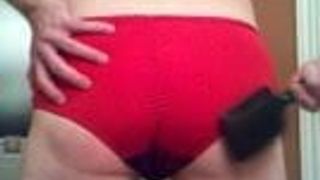 My Sissy Ass Hairbrush Spanked in Red Panties