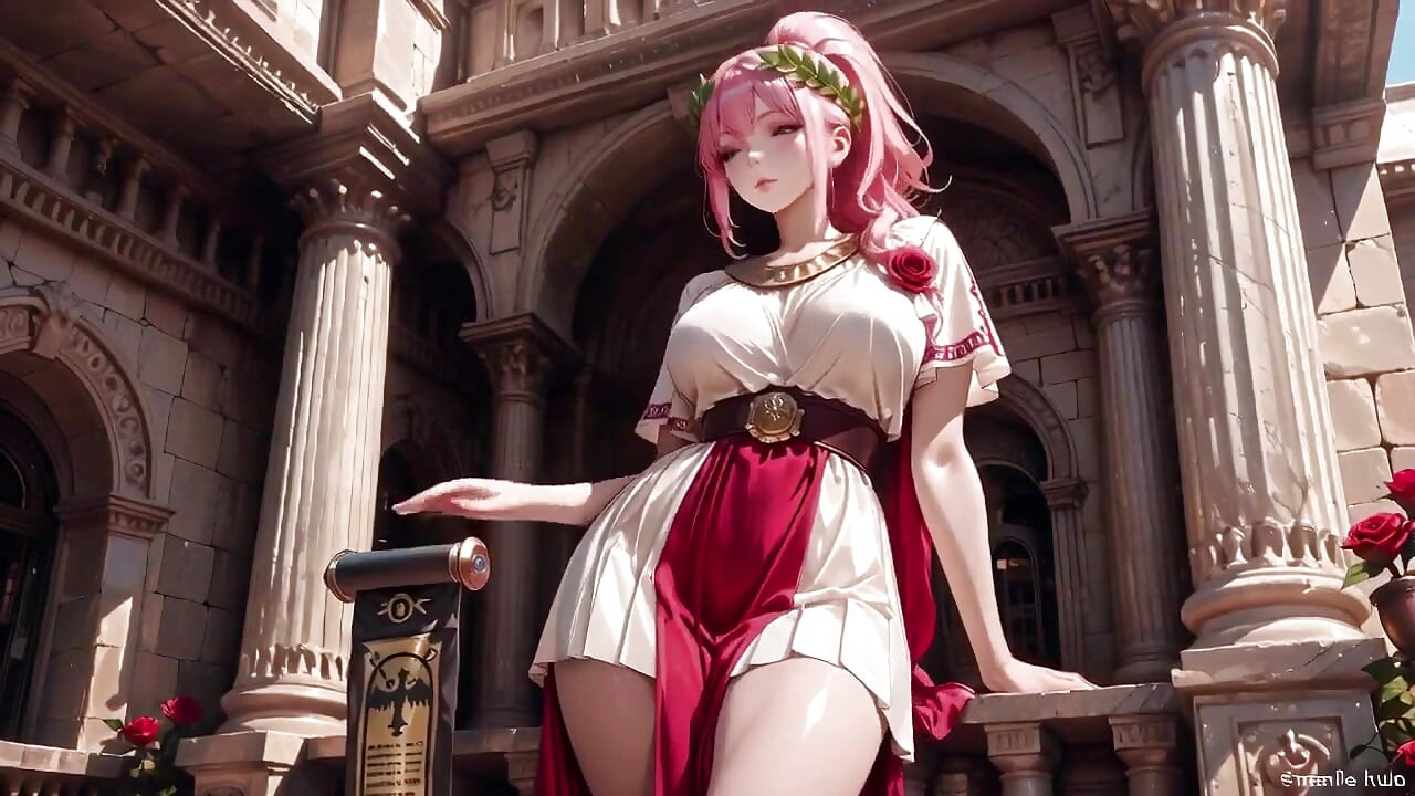 Blonde Queen! Private Morning Reading in the Roman Court, Silk Stockings Crossed, Forbidden Lip Touch!