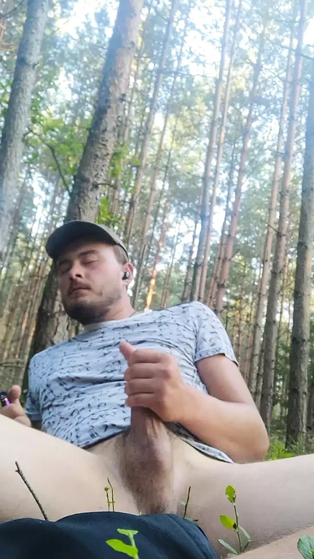 Playing with my dick in forest