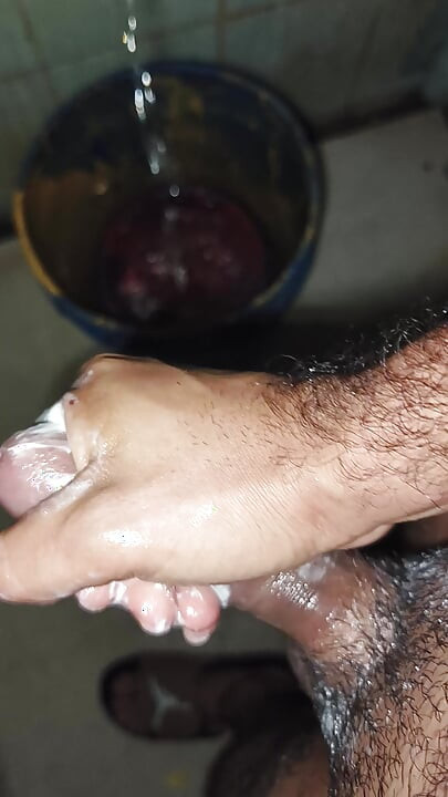 Hairy skinny man masturbates in pope's shower while not at home