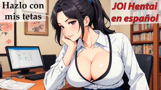 Spanische WICHsanleitung Hentai, komm auf die titten deiner büro-freundin. Spanische stimme.