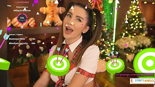 JustinneJade Hot Cosplay Tease - Skirt and Socks Strip, Legs Out, Naughty Reveal