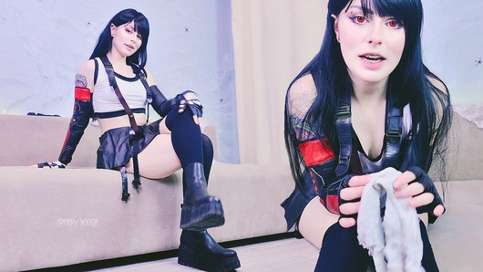 ASMR Roleplay: Tifa Lockhart masturbates with panties in her pussy and mouth to gift them to you!