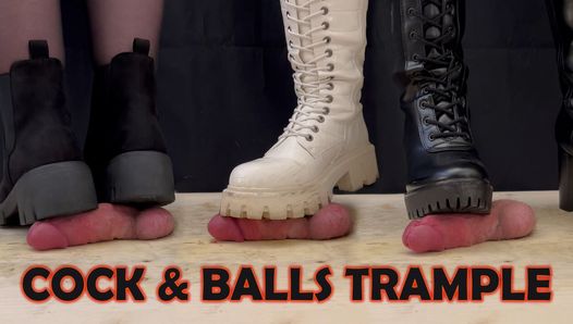 Bite et couilles piétinent avec 3 bottes sexy, bootjob et cbt avec tamystarly