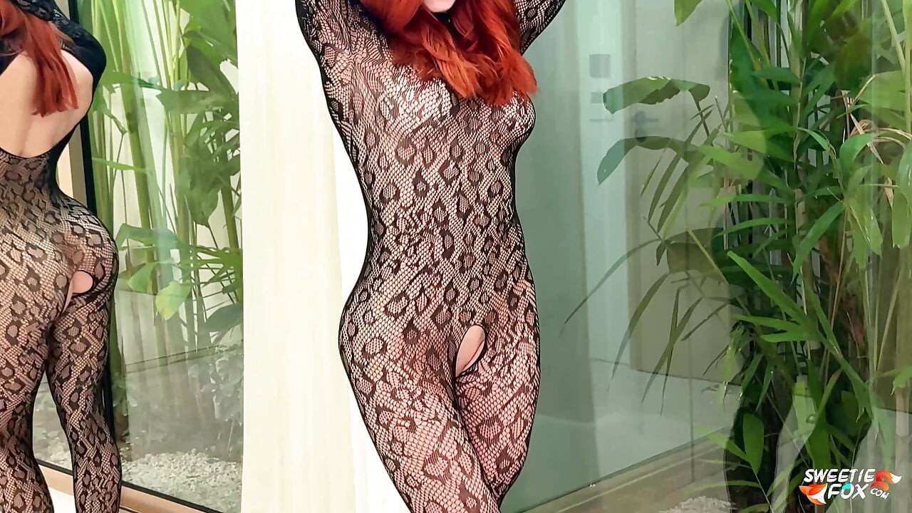 Redhead Beauty in Fishnet Bodystocking Passionate Fucking on The Floor till Cum on Ass - Sweetie Fox