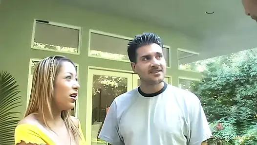 She was unable to ejaculate while engaging in anal intercourse due to the presence of the other person in her oral cavity.