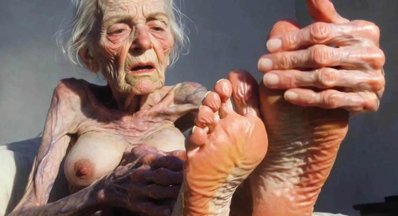 Granny Foot Oil Play - Self Massage Makes Her Horny and Dripping
