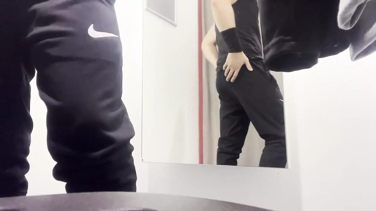 Young Boy in Thong Trying on New Pants, Sweet Ass and Popping Penis