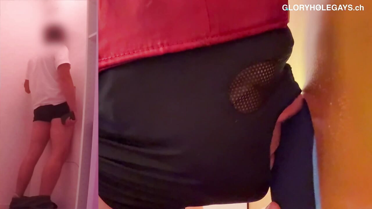 Young guy in his early 30s tests the gloryhole for the first time