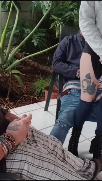 Emotional moment from "Fucking my stepbrother while his dad masturbates and watch outside"