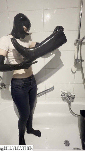 Iconic moment from "Latex teen girl is pissing in rubber boots and jeans"