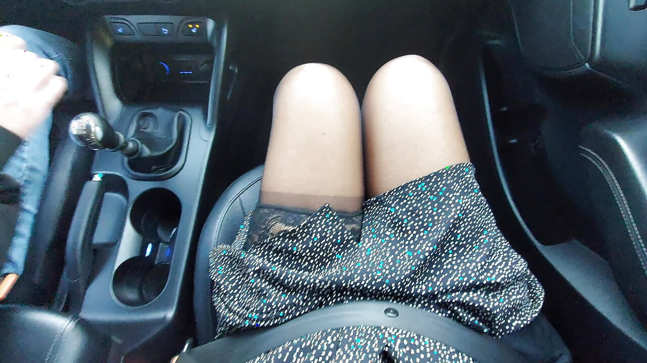 Stepmom and stepson alone in the car teasing each other