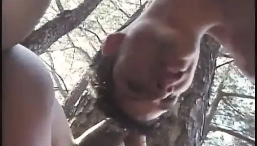 Two hot Latinas sucks their men's tools out in the forest