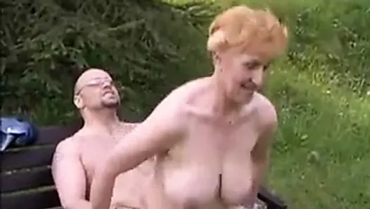 Slut granny with nice boobs & guy