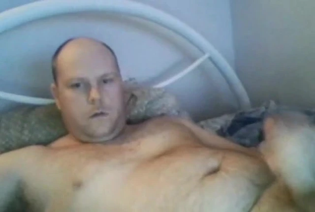 Handsome bald daddy shooting on face