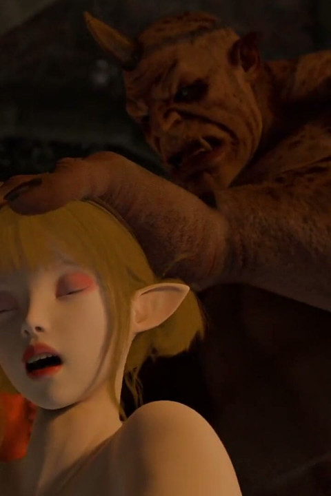 Dungeon Domination: Orc Breaks Elven Girl with Rough Assfuck & Cum