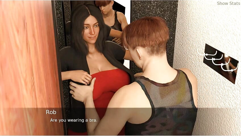 Project Hotwife - Геймплей - Ролева игра - Продавачка показва дрехите си на горещата си съпруга