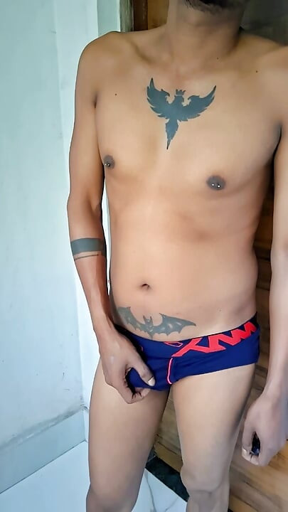 Blue and red open cock briefs.