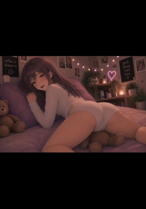 침대에서 겸둥이 애니메이션 소녀
