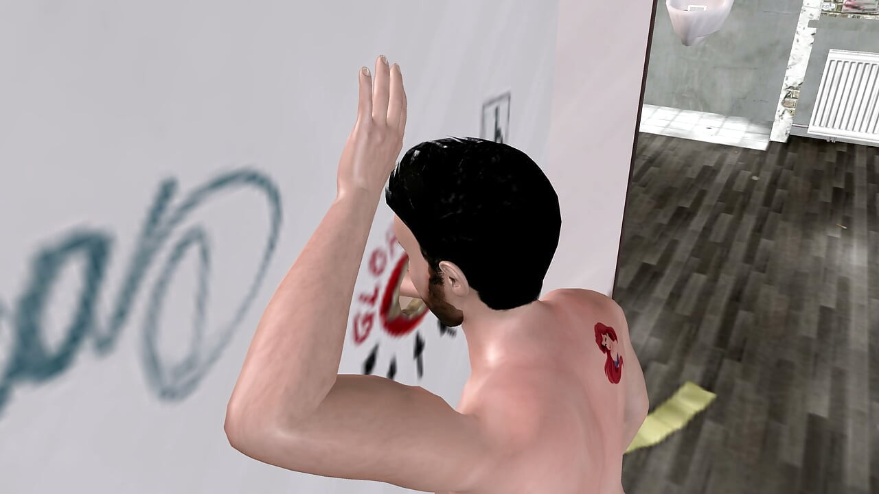 Animated 3D Gay Porn - Handsome Man Sucking Dick Through Glory Hole in Men's Toilet
