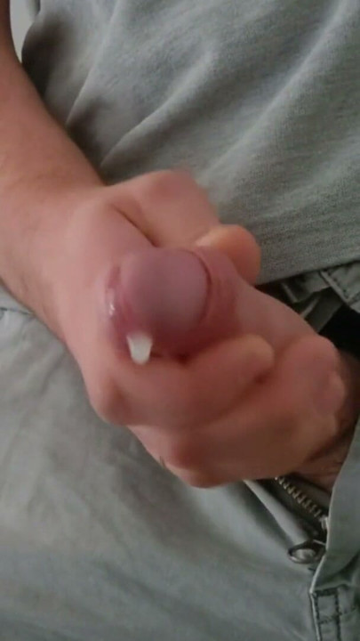 Masturbation - pre-cum and sperm. Orgasm in shorts at work. | Clip 1
