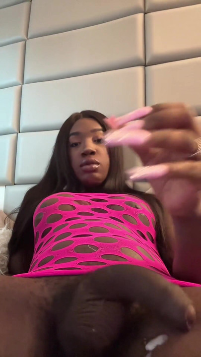 Jaw-dropping moment from "Black trans girl jerking off shoots a huge load"