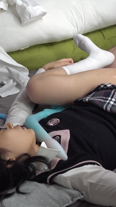 Asian schoolgirl gets double penetrated - dick up her ass and toys in her pussy | Clip 3